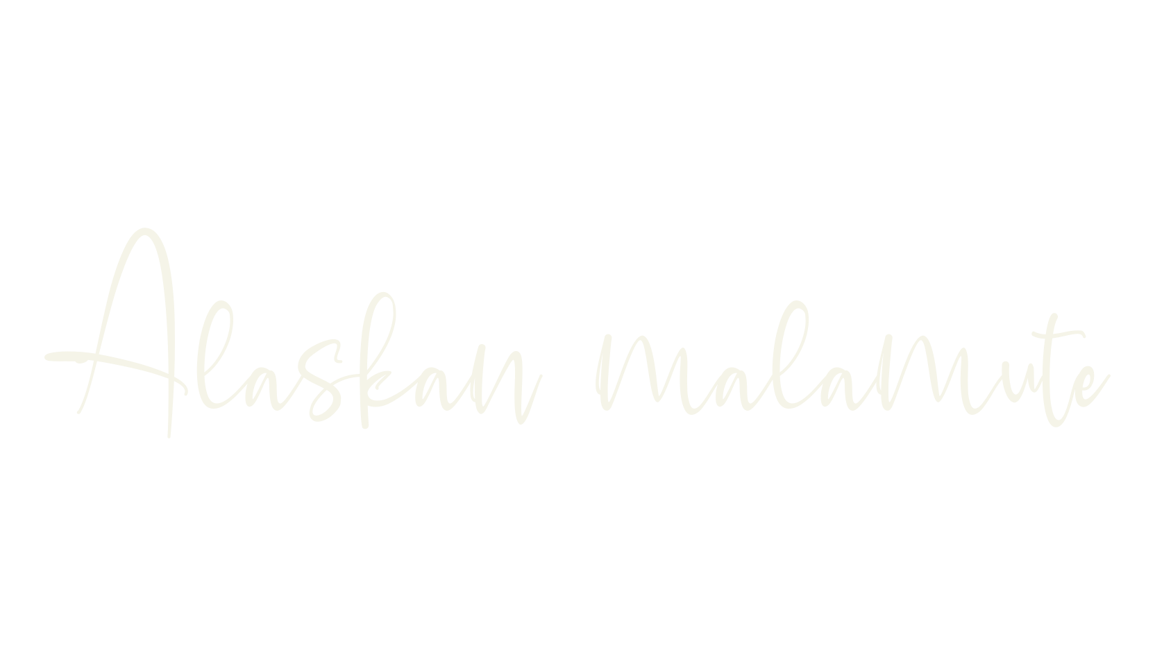 Alaskan malamute, cursive font preview