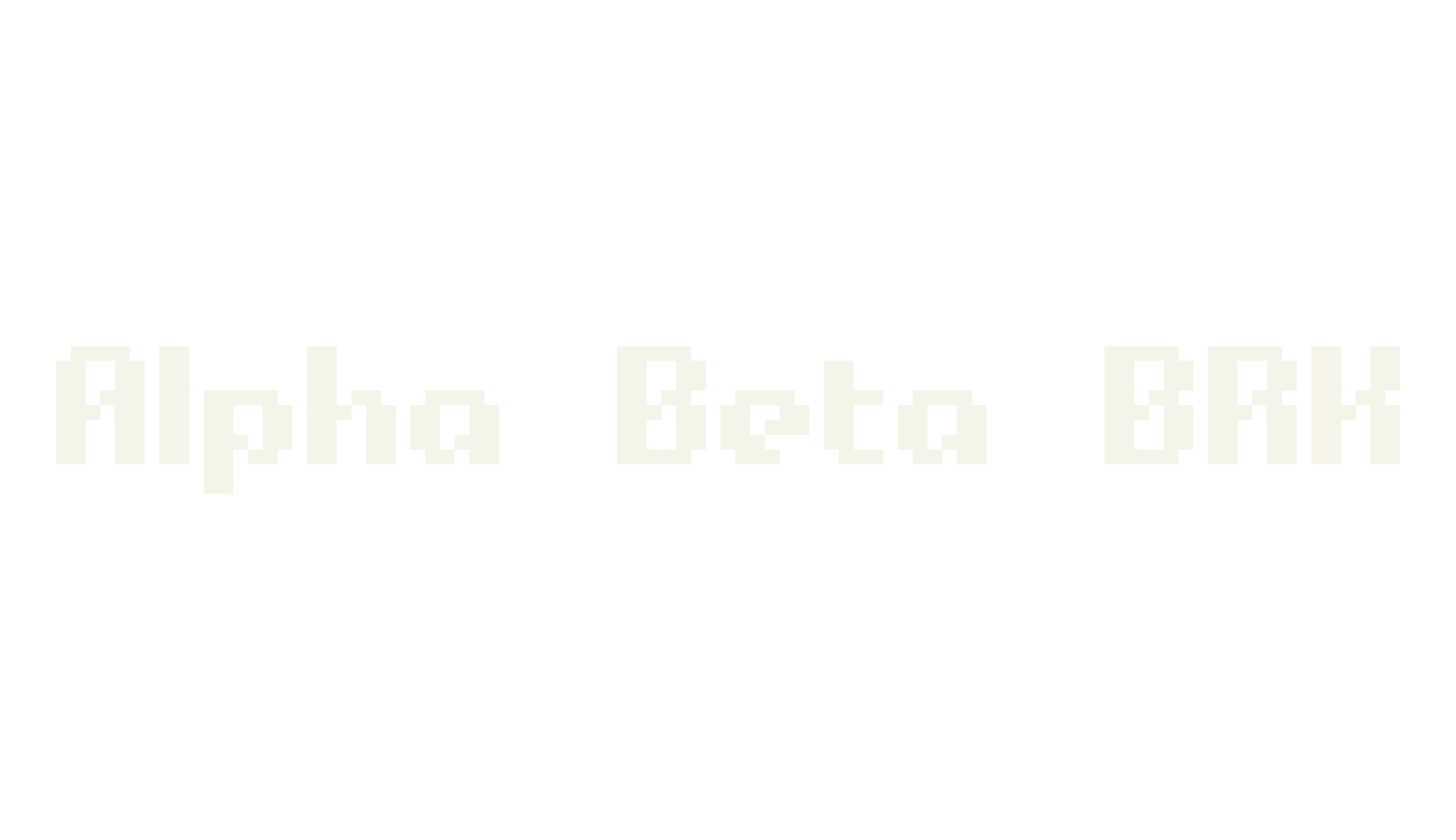 Alpha Beta BRK, pixel font preview