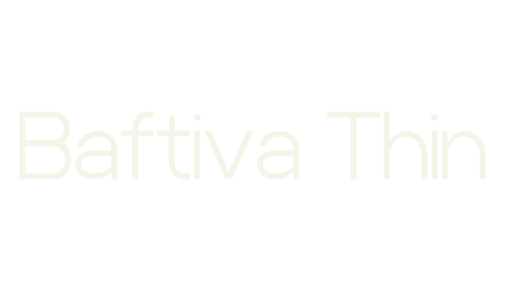 Baftiva Thin, sans serif font preview