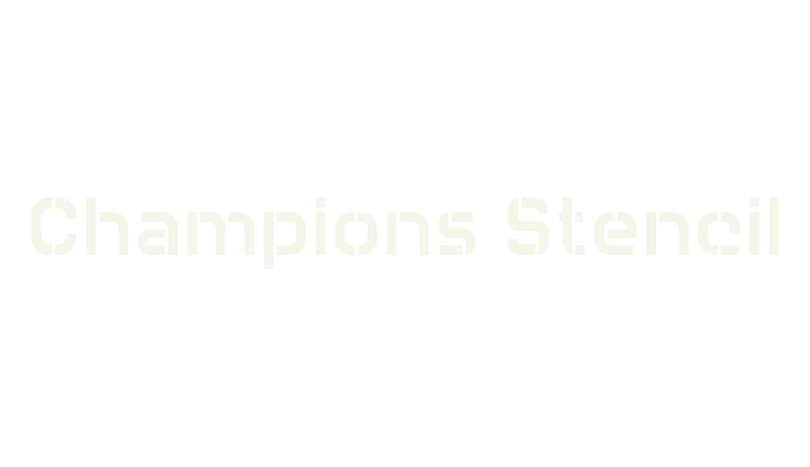 Champions Stencil, stencil font preview