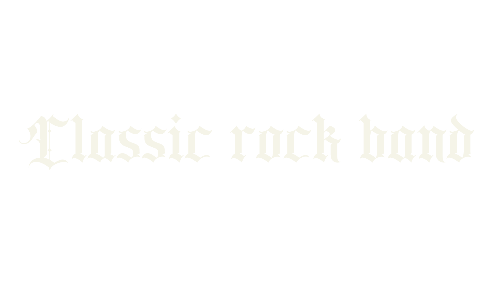 Classic rock band, display market font preview