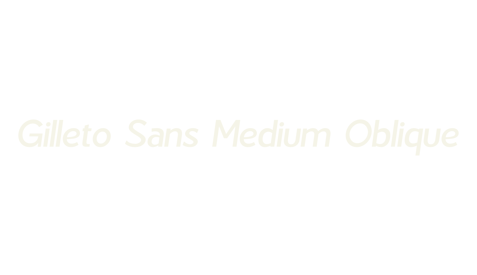 Gilleto Sans Medium Oblique, sans serif font preview