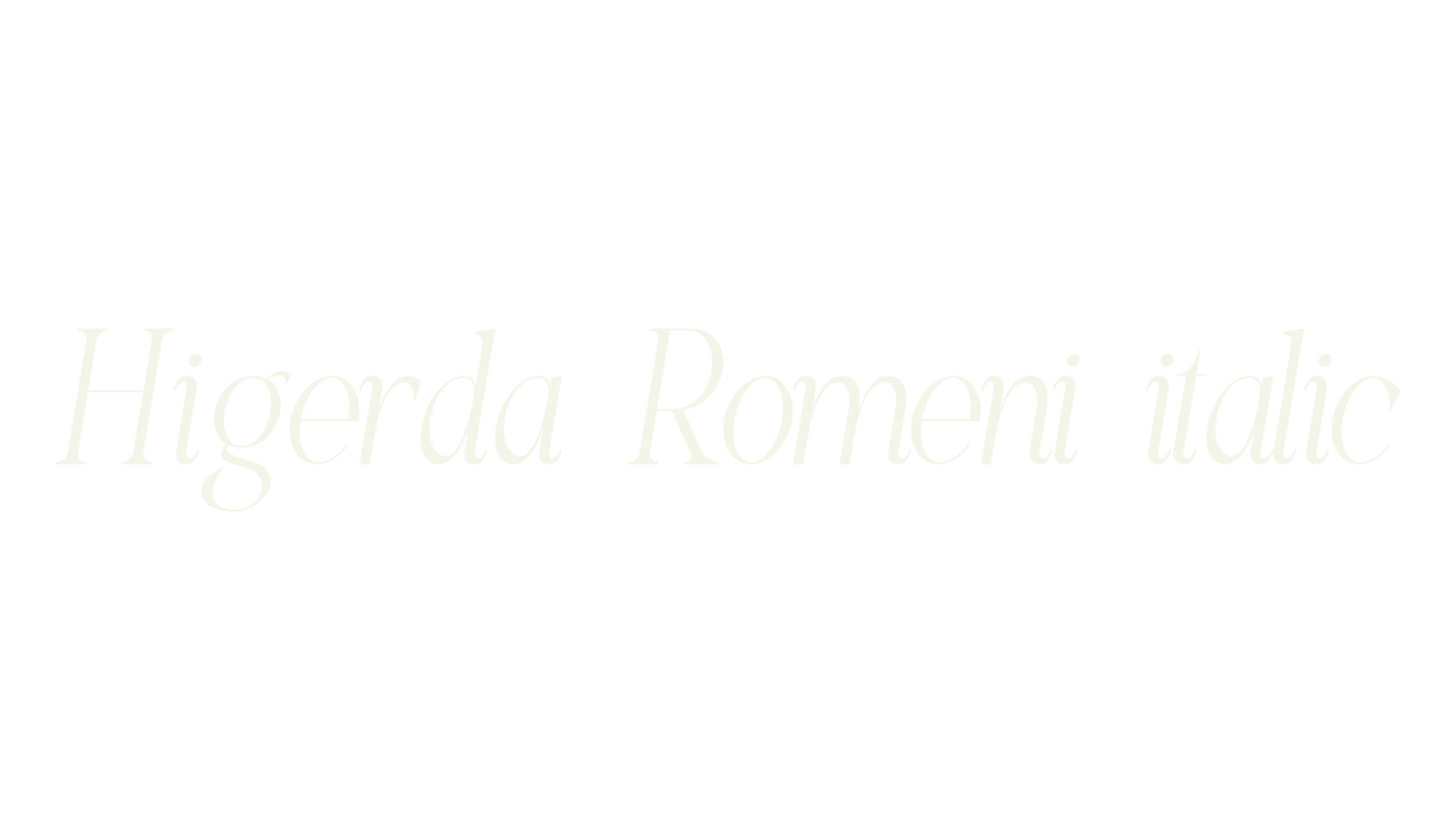 Higerda Romeni italic, serif font preview