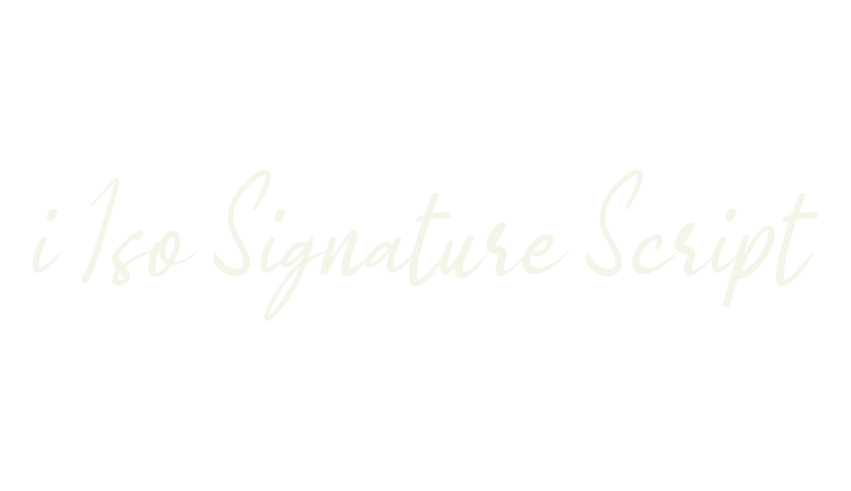 i Iso Signature Script, cursive font preview
