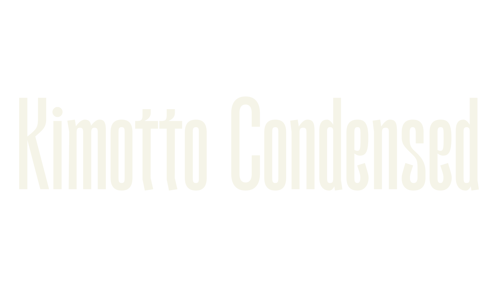 Kimotto Condensed, condensed font preview