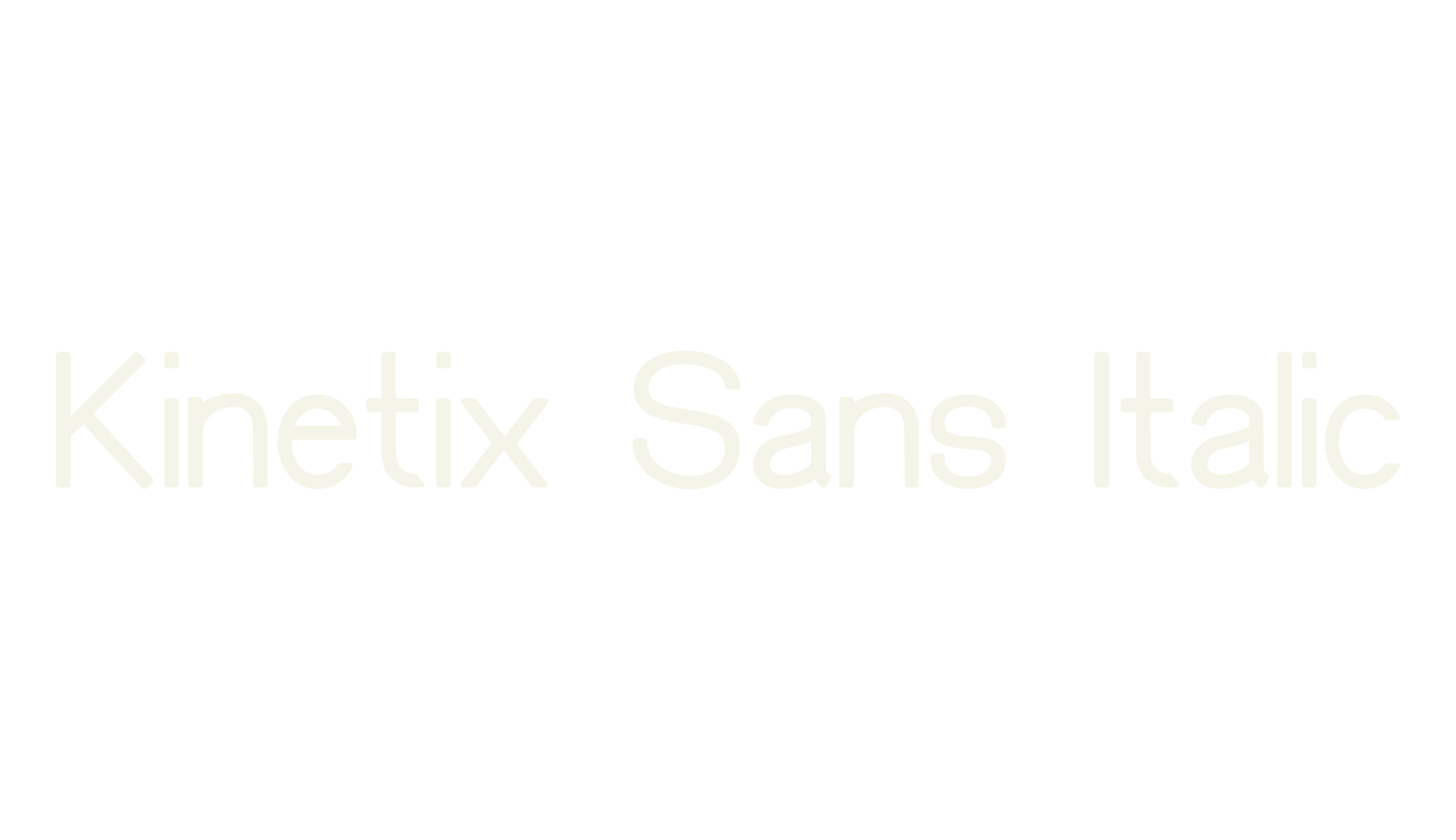 Kinetix Sans Italic, typewriter font preview