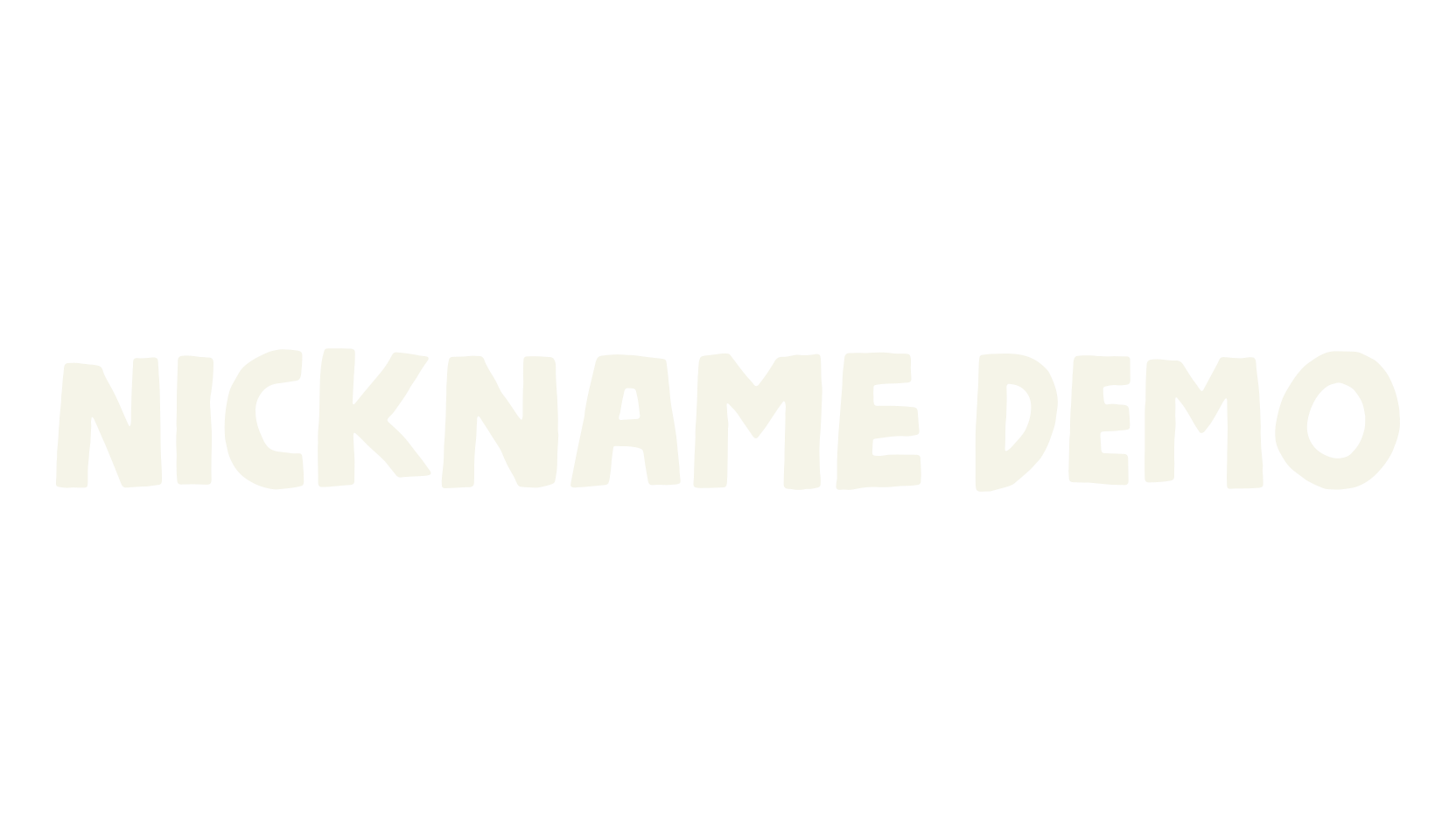 Nickname DEMO, all caps font preview