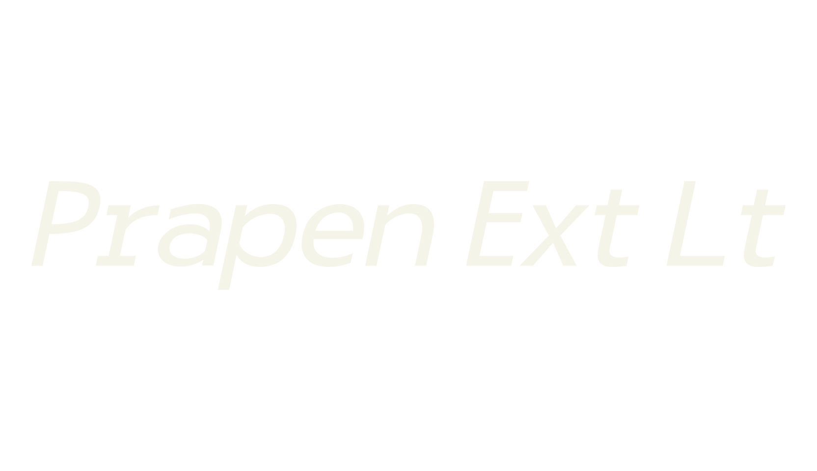 Prapen Ext Lt, typography font preview