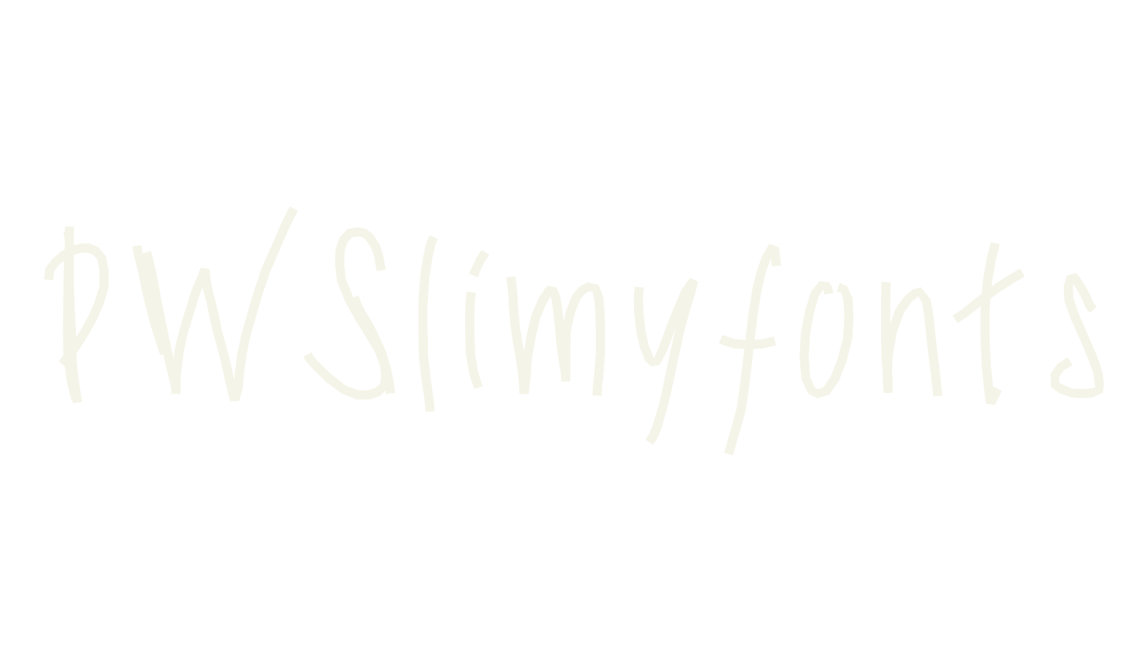 PWSlimyfonts, handwriting font preview