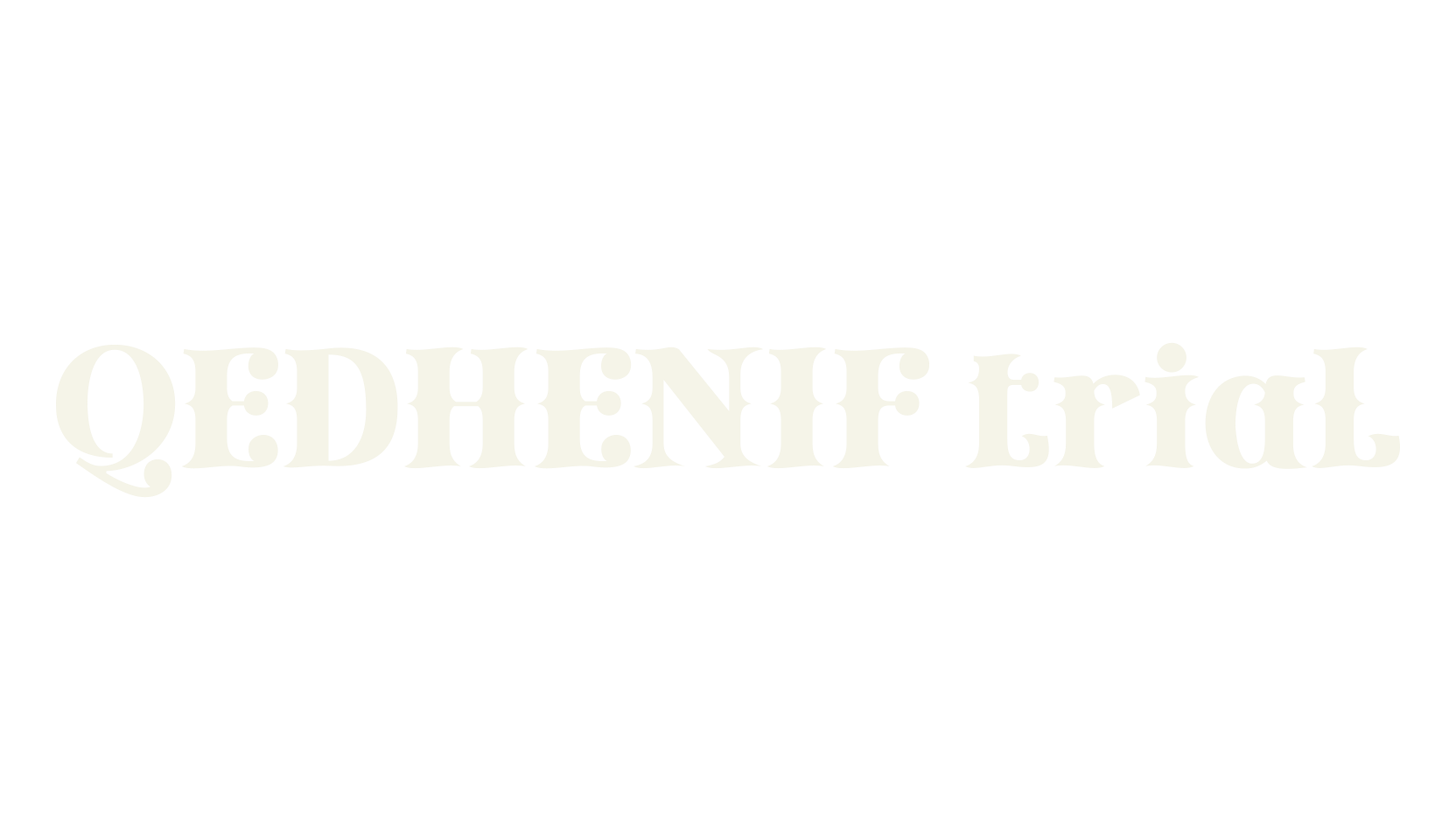 QEDHENIF trial, old english font preview