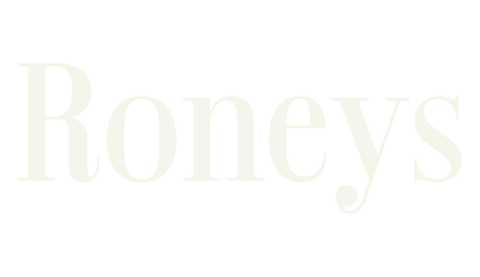 Roneys, title font preview