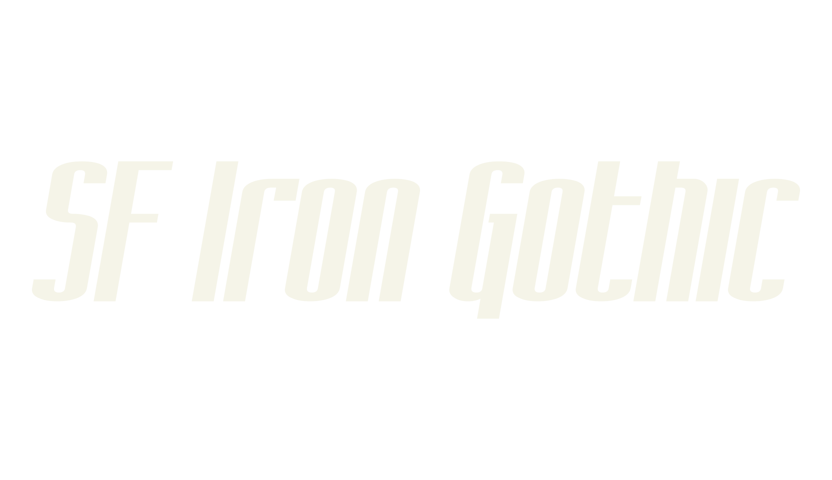 SF Iron Gothic, display market font preview