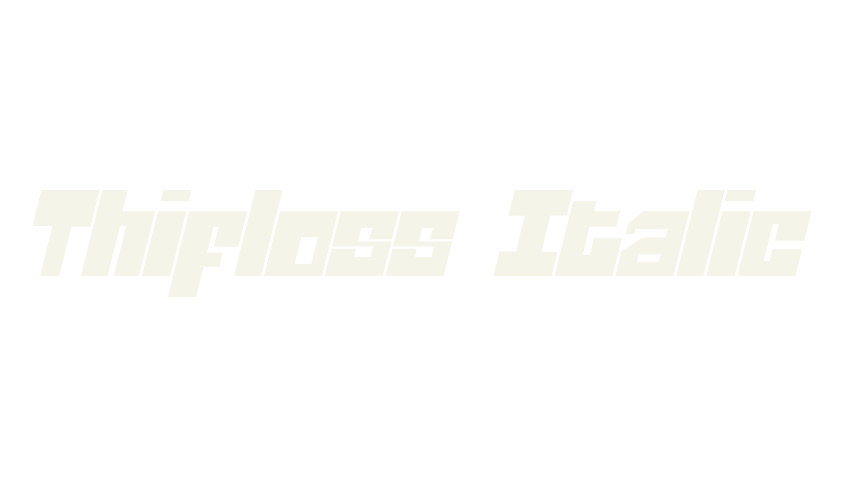 Thifloss Italic, block font preview