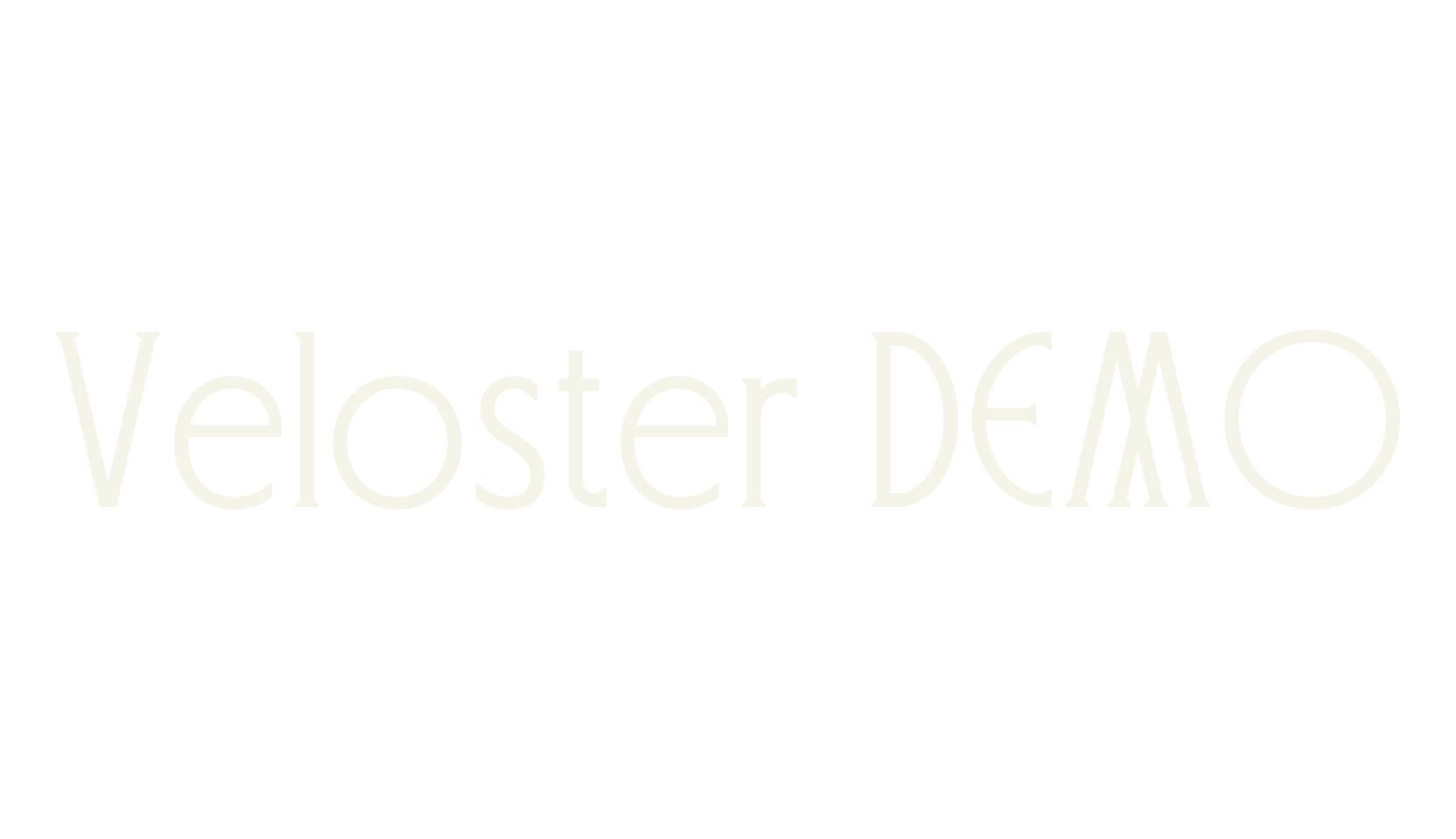Veloster DEMO, logo font preview