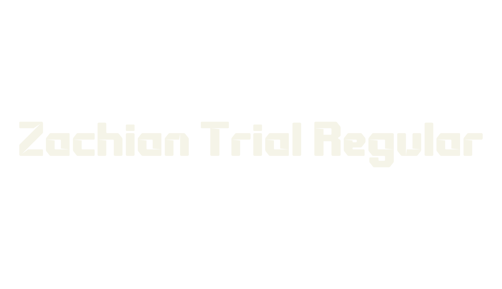 Zachian Trial Regular, racing font preview