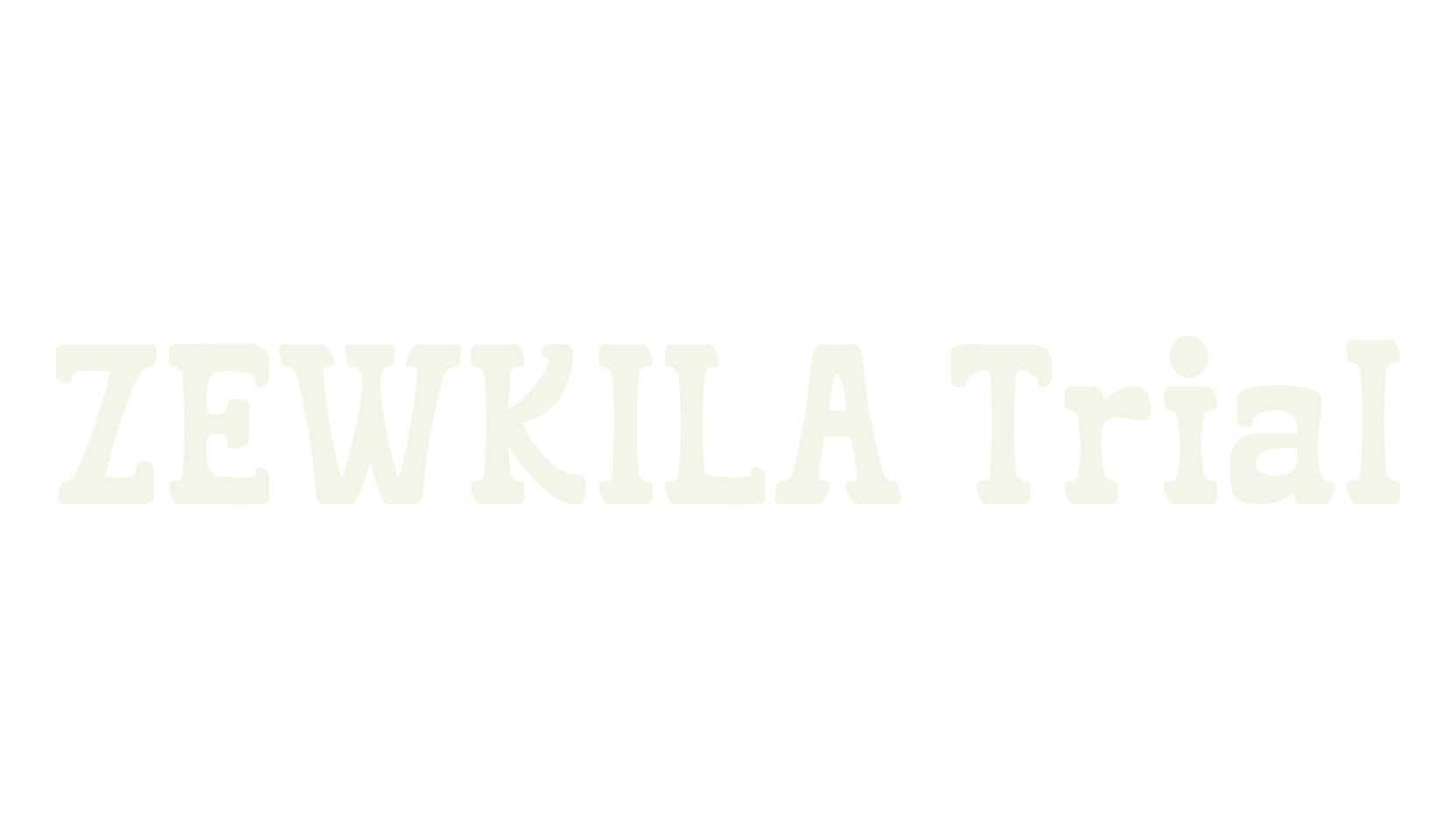 ZEWKILA Trial, fancy font preview