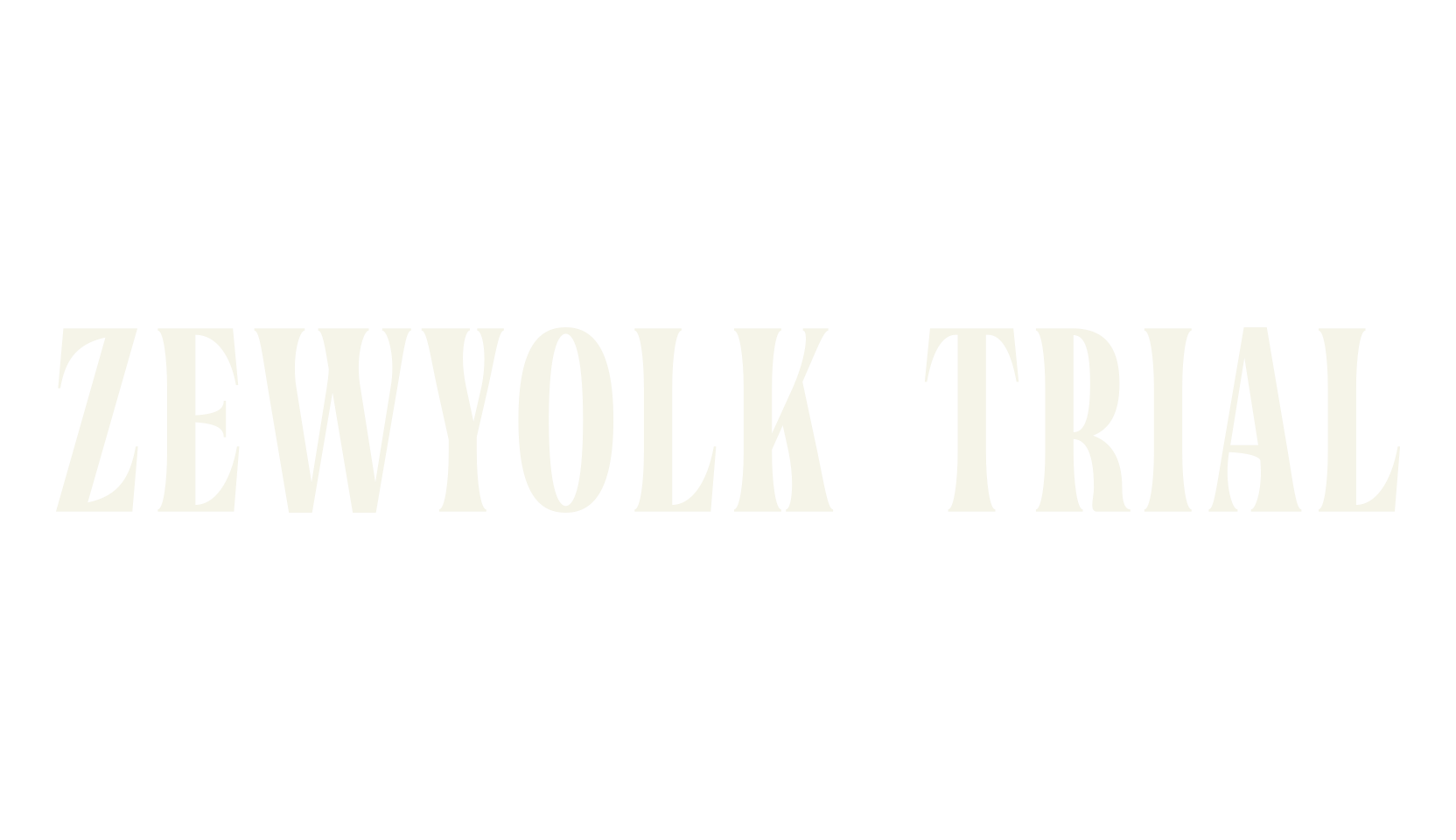 Zewyolk Trial, condensed font preview